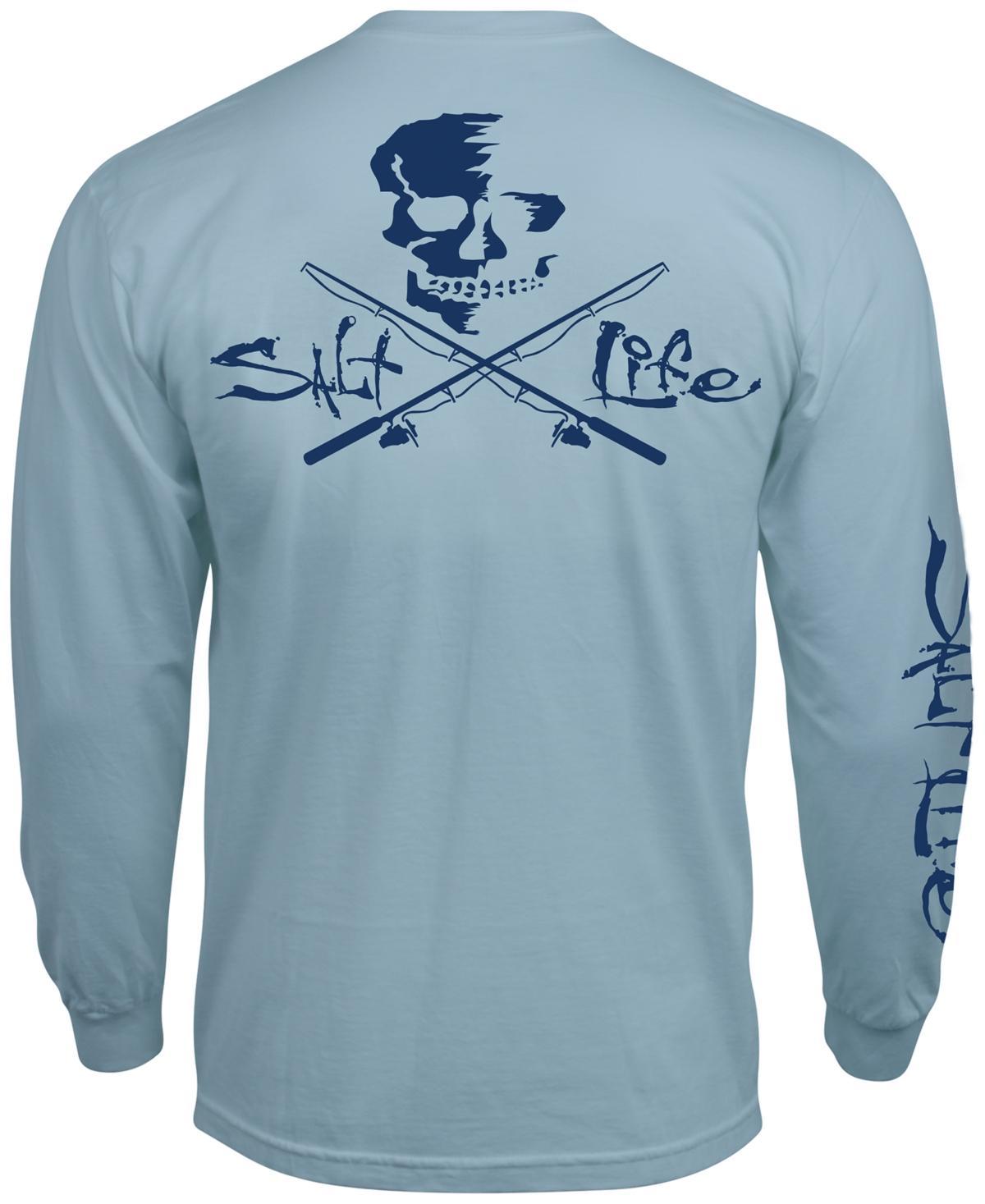 Salt Life Skull And Poles Long Sleeve Heathered Back Graphic T Product Image