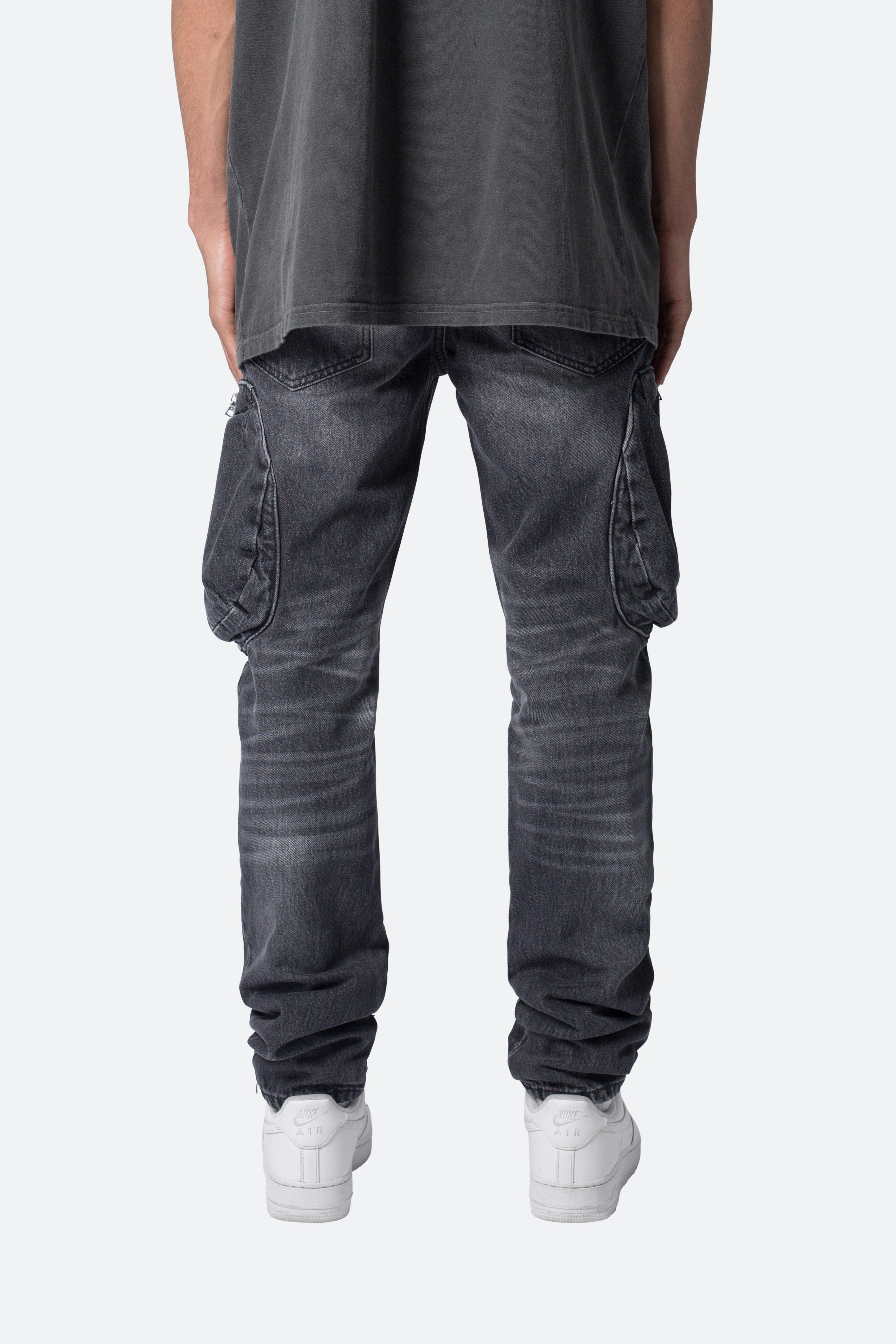 Zipper Inseam Cargo Denim - Washed Black Product Image