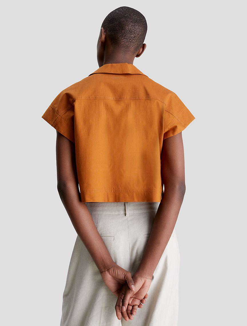 Cropped Tencel Button-Down Shirt Product Image