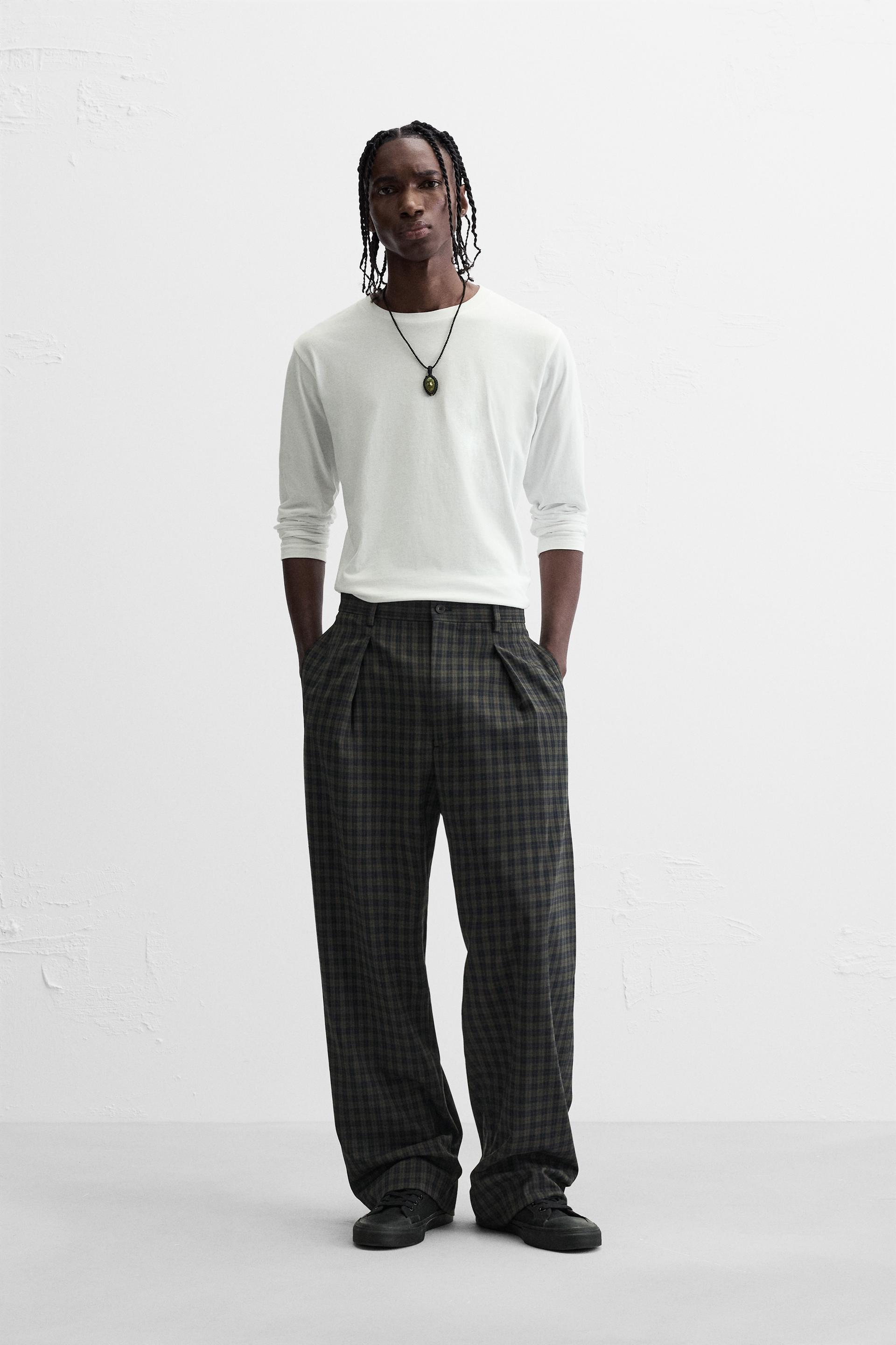 PLEATED PLAID PANTS Product Image