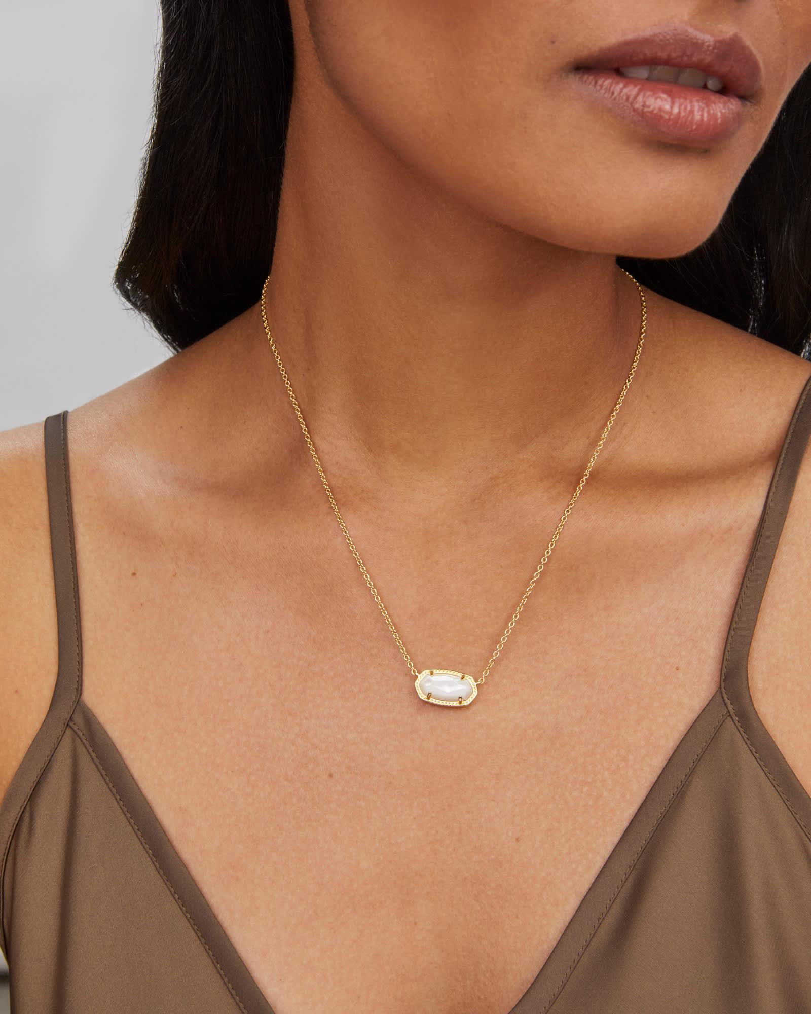 Elisa Gold Pendant Necklace in Ivory Mother-of-Pearl Product Image