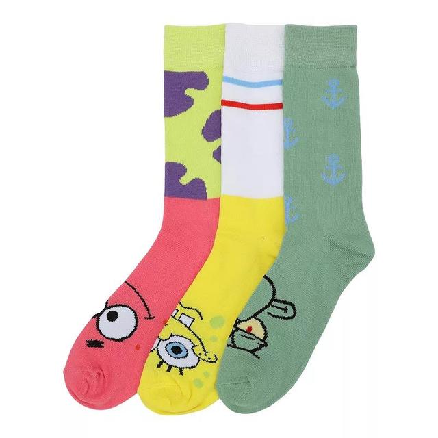 Mens 3-Pack SpongeBob SquarePants Crew Socks Product Image