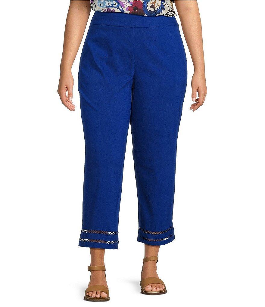 Allison Daley Plus Size Inset Hem Detail Pull-On Straight Leg Crop Pants Product Image