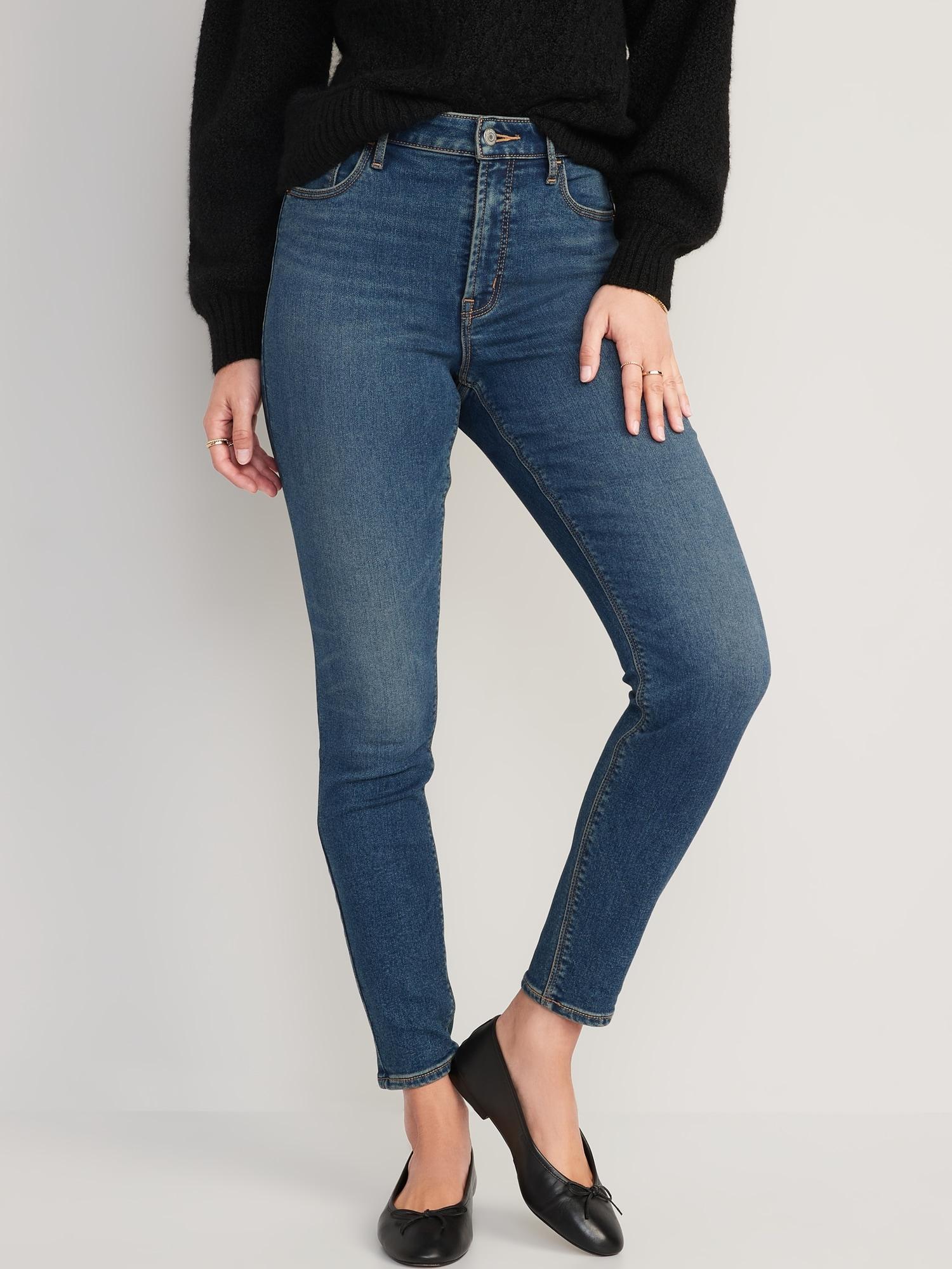 High-Waisted Built-In Warm Rockstar Super-Skinny Jeans for Women product image