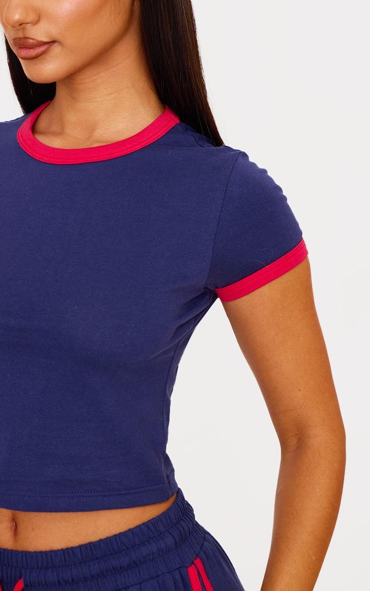 Petite Navy Jersey Fitted T-shirt Product Image