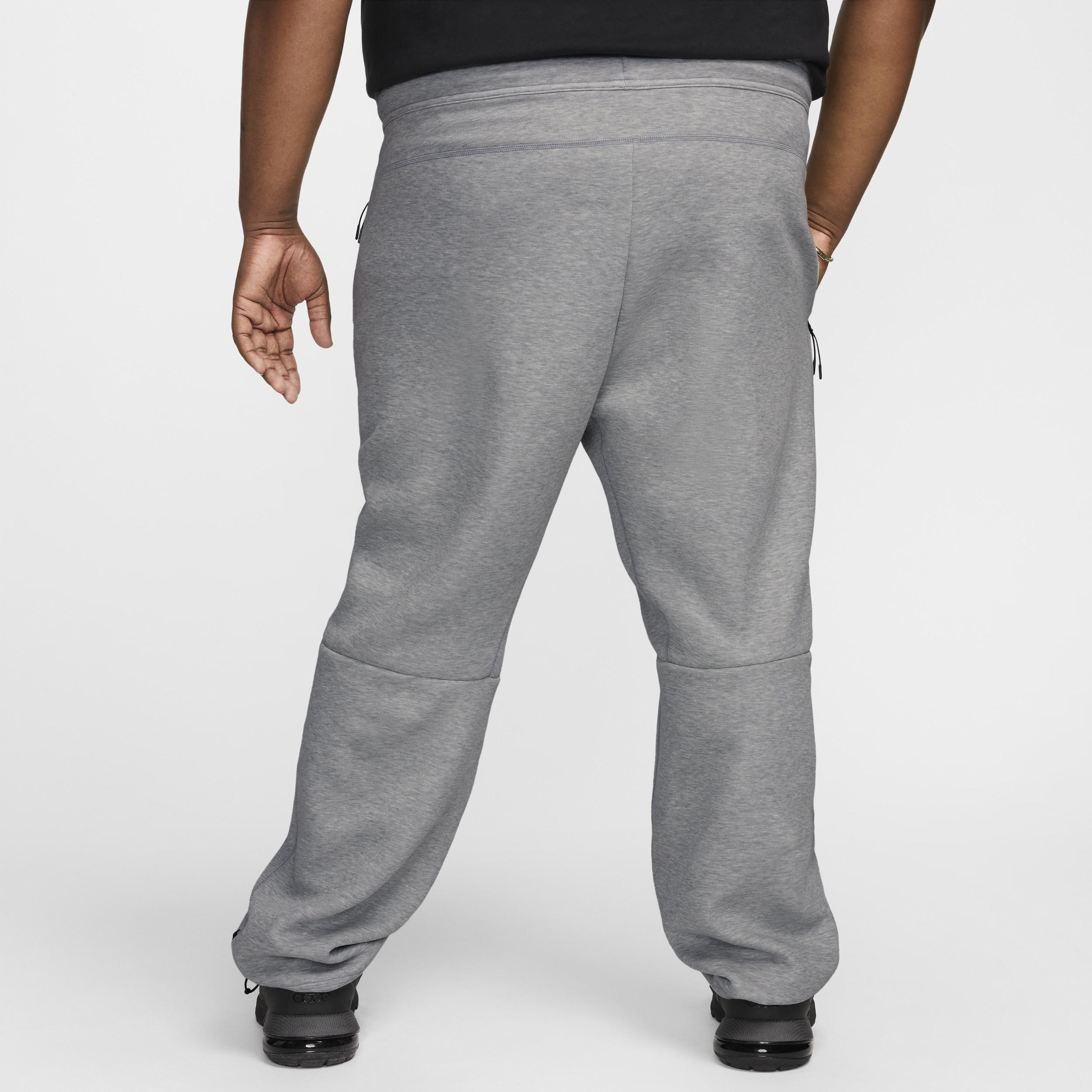 Nike Mens Tech Fleece Open Hem Pants - Black/Dk Grey Heather Product Image