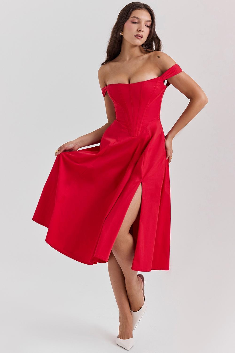 Saira Scarlet Midi Sundress Product Image