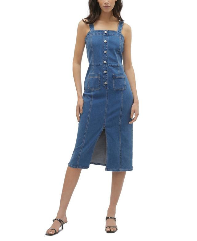 Women's Saila Sleeveless Denim Slit-Front Midi Dress Product Image