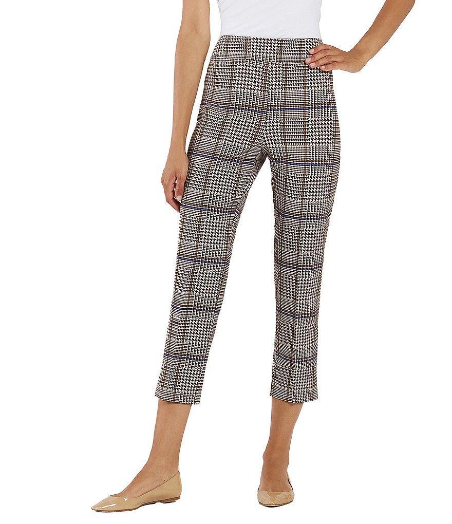 Jude Connally Lucia Glen Plaid Print Jude Cloth Stretch Knit Wrinkle Free Pull-On Coordinating Cropped Pants product image