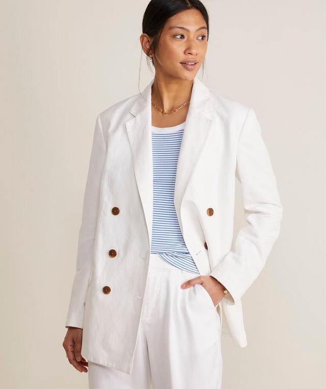 Linen Blend Double-Breasted Blazer Product Image