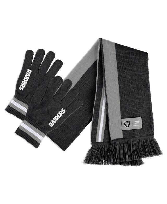 Womens Wear by Erin Andrews Las Vegas Raiders Scarf and Glove Set - Black Product Image