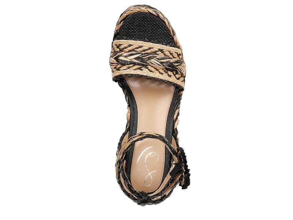 Sam Edelman Iliana Ankle Strap Wedge Black/ Natural Raffia 10.5 Product Image