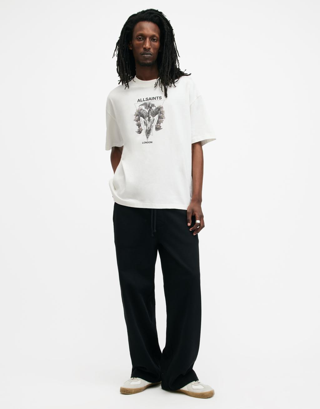 AllSaints Geist raskull print t-shirt in white Product Image