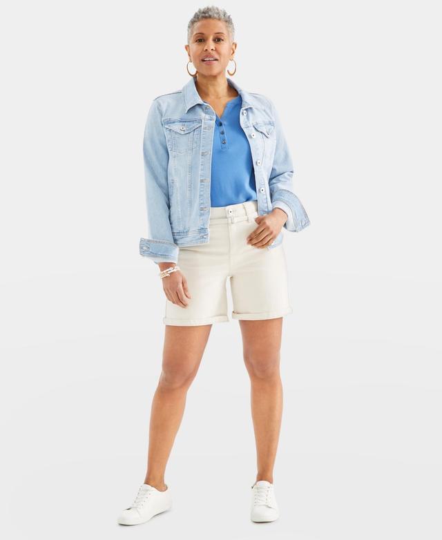 Style & Co Womens High-Rise Belted Cuffed Denim Shorts, Created for Macys Product Image