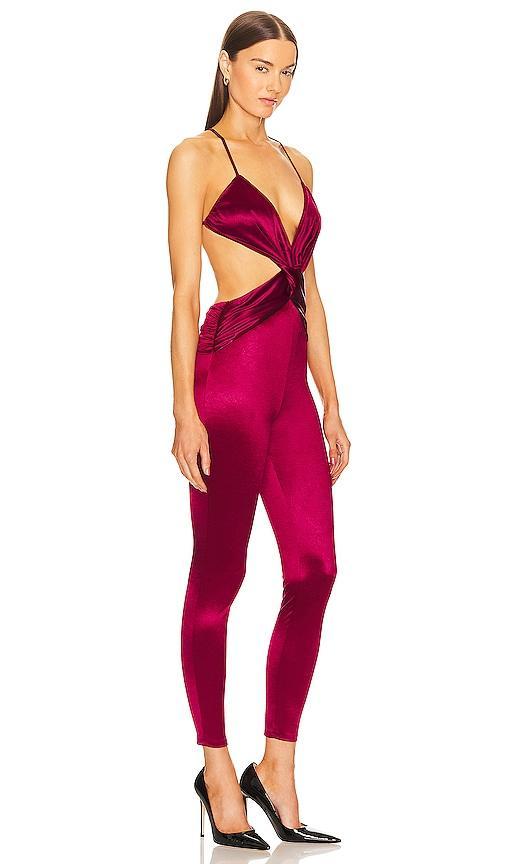 Michael Costello x REVOLVE Zlata Jumpsuit in Burgundy. Product Image