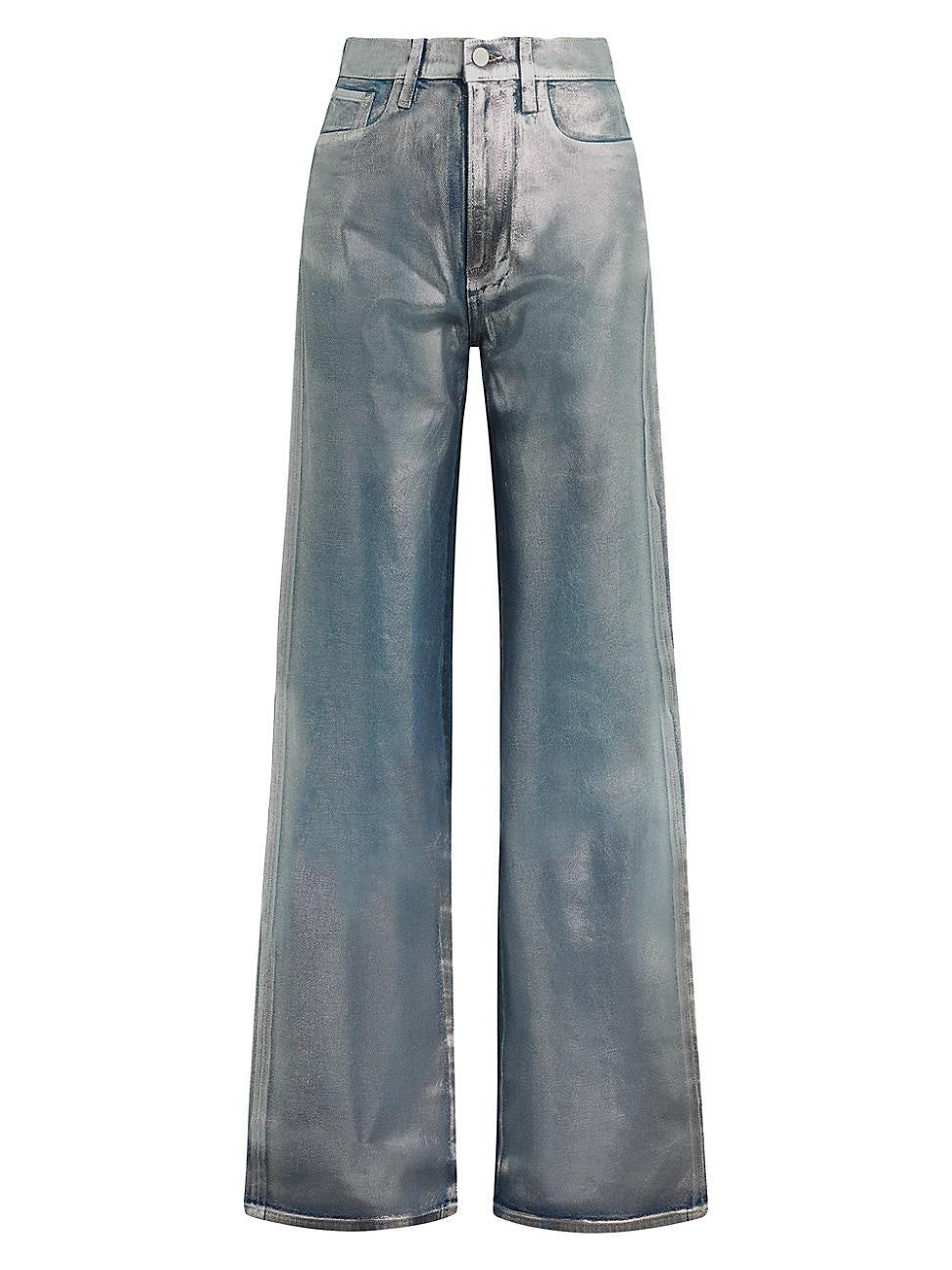 Womens The Mia Coated High-Rise Wide-Leg Jeans Product Image