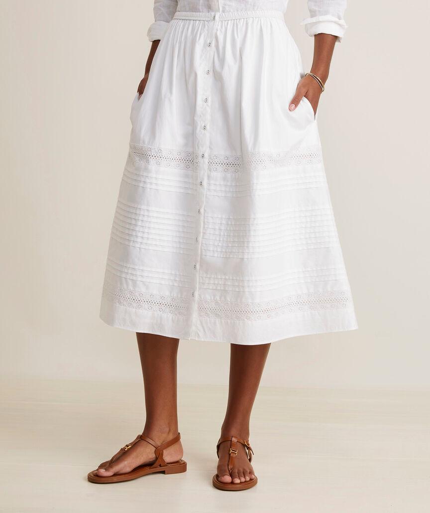 Poplin Lace Midi Skirt Product Image