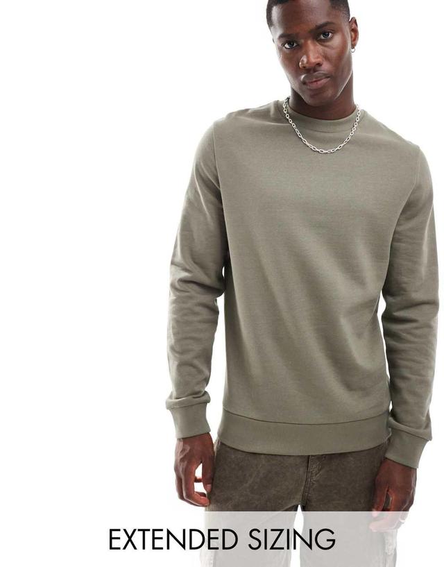 ASOS DESIGN crew neck sweatshirt in khaki Product Image