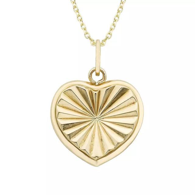 14k Gold Heart Charm Necklace, Womens Yellow Product Image