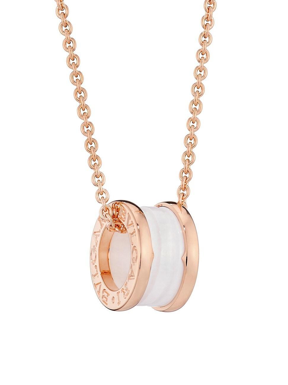 Womens B. zero1 18K Rose Gold & White Ceramic Necklace Product Image