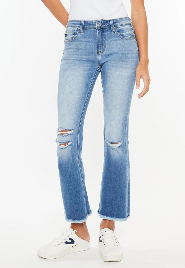 KanCan™ Mid Rise Frayed Hem Ankle Crop Flare Jean Product Image