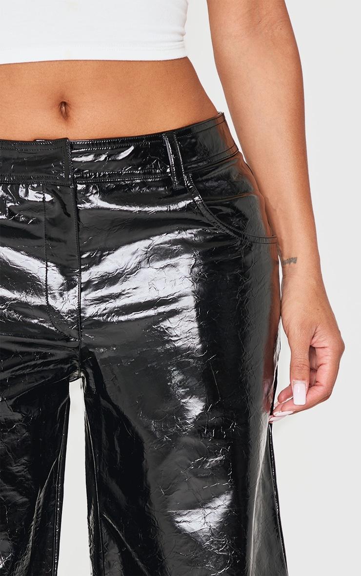 Shape Black Faux Leather Textured Wide Leg Pants Product Image