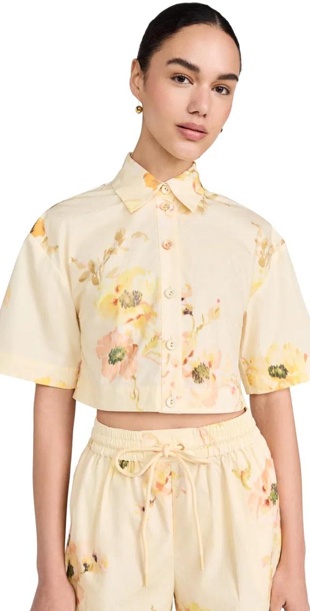 ZIMMERMANN Lightburst Cropped Floral Cotton Shirt In Yellow Product Image