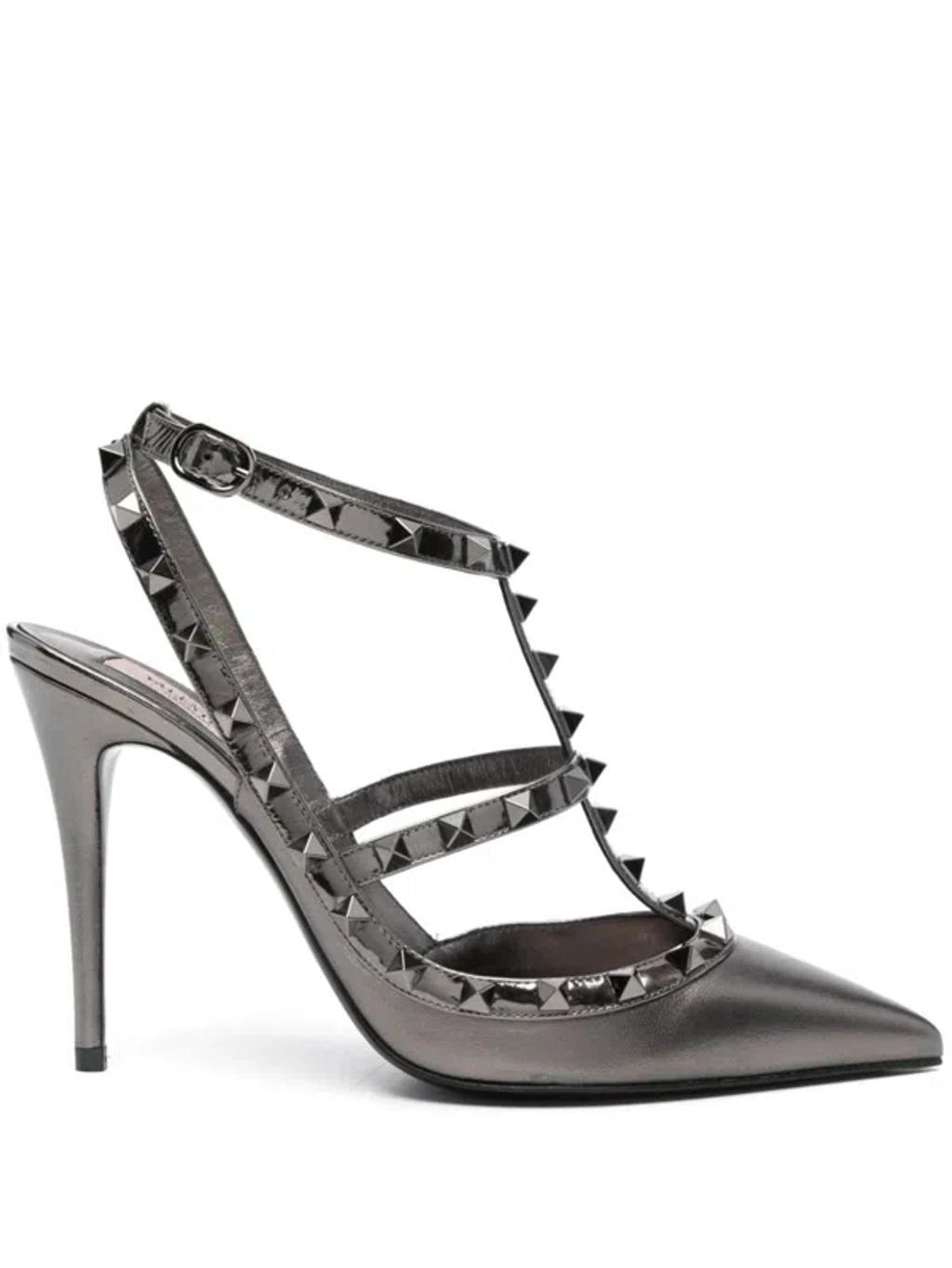 VALENTINO GARAVANI 100mm Rockstud Pumps In Gray Product Image