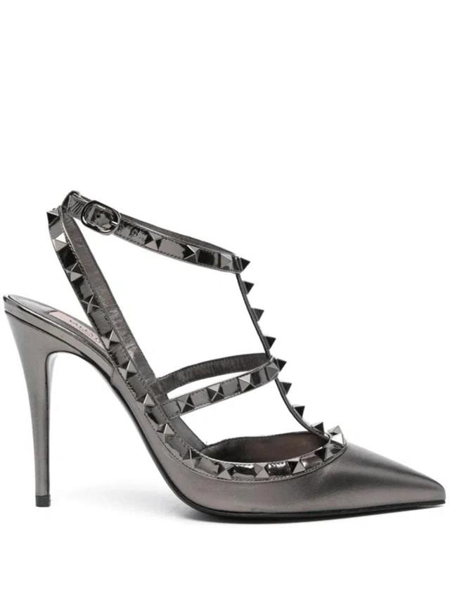 VALENTINO GARAVANI 100mm Rockstud Pumps In Gray Product Image