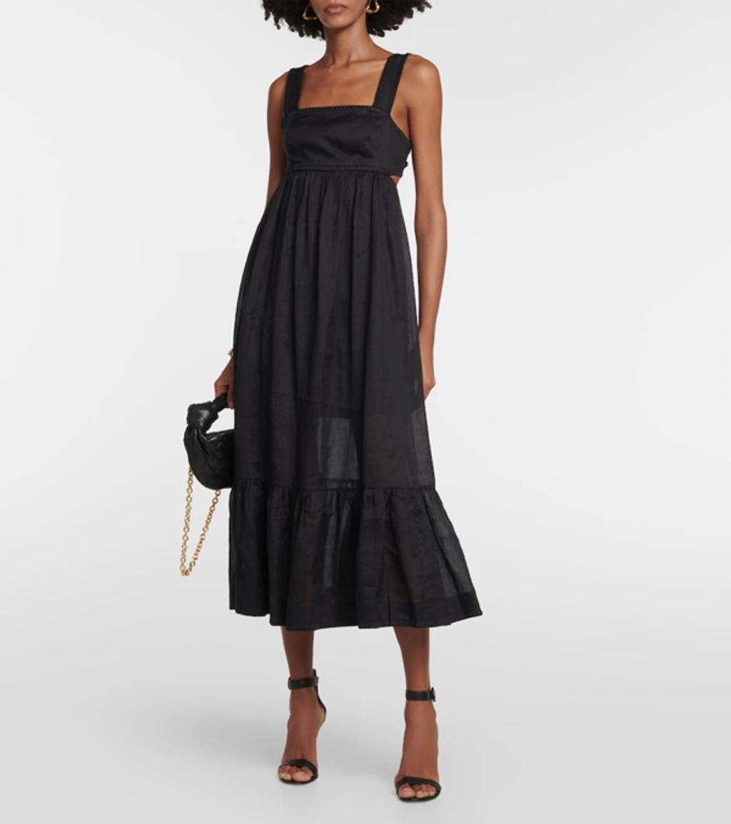 ZIMMERMANN Chintz Tiered Midi Dress In Black Product Image