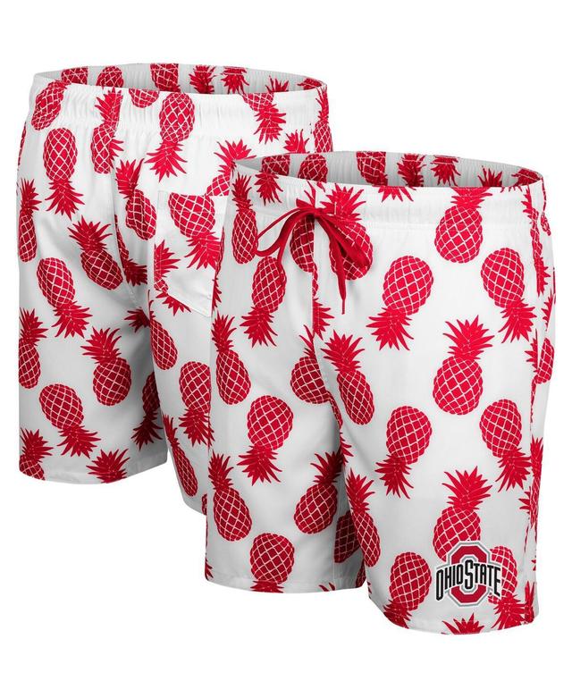 Mens Colosseum White/Maroon Mississippi State Bulldogs Pineapple Swim Shorts Product Image