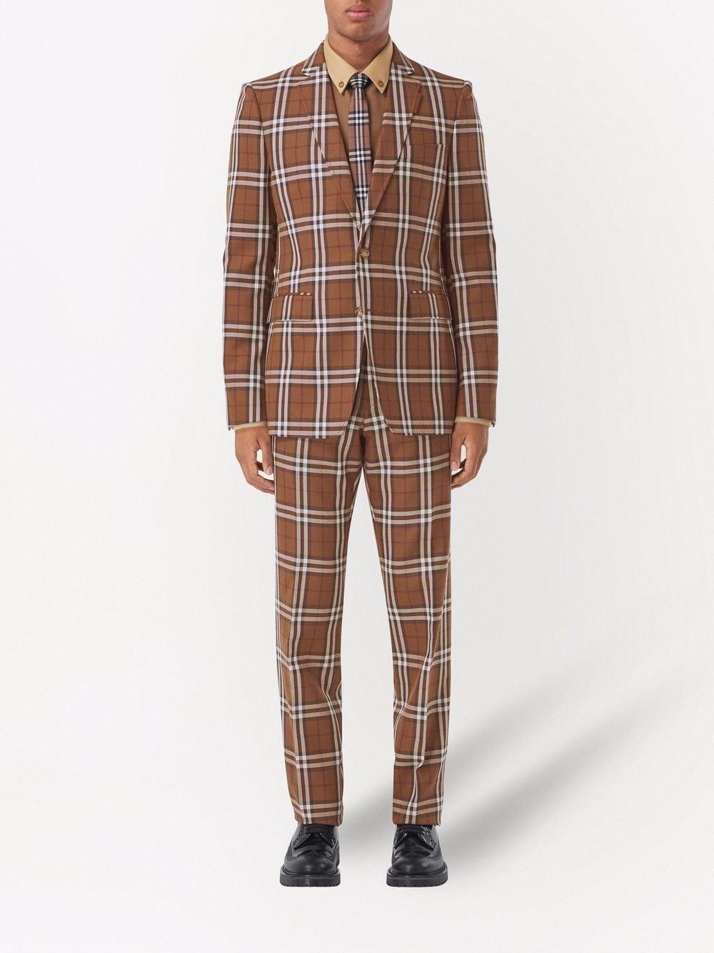 Check Pattern Tailored Trousers In 褐色 Product Image