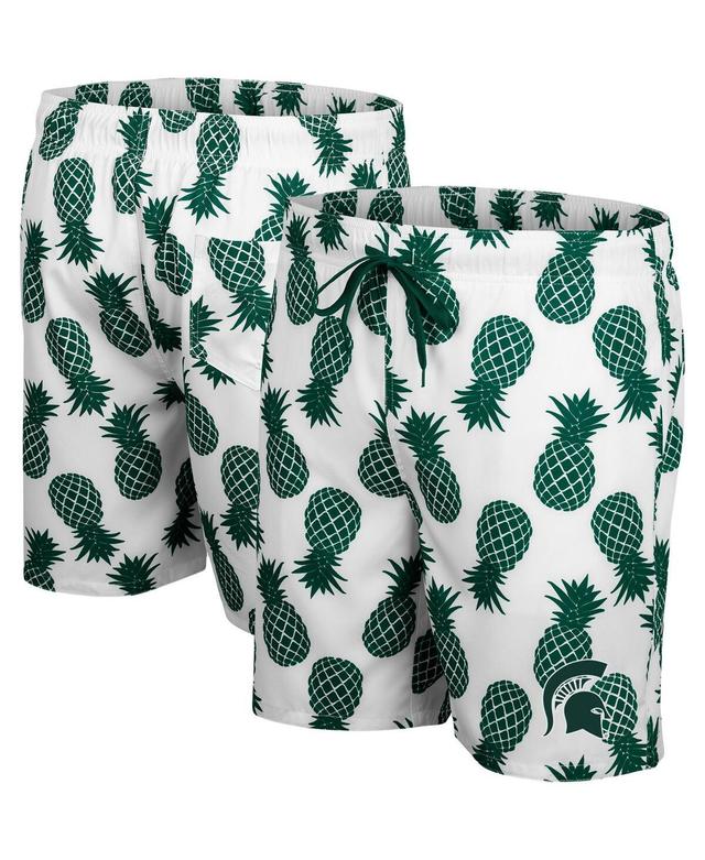 Mens Colosseum White Michigan State Spartans Pineapple Swim Shorts - White Product Image