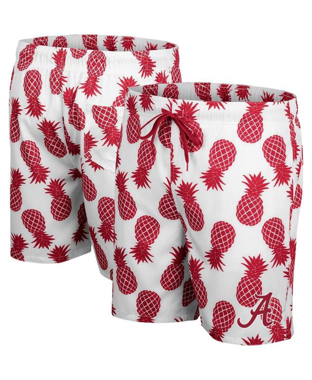 Mens Colosseum White/Crimson Alabama Crimson Tide Pineapple Swim Shorts Product Image