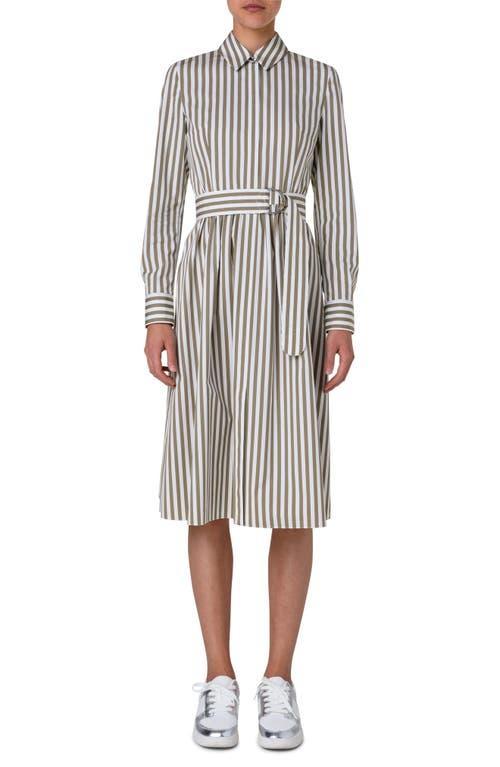 Akris punto Stripe Long Sleeve Cotton Poplin Shirtdress Product Image