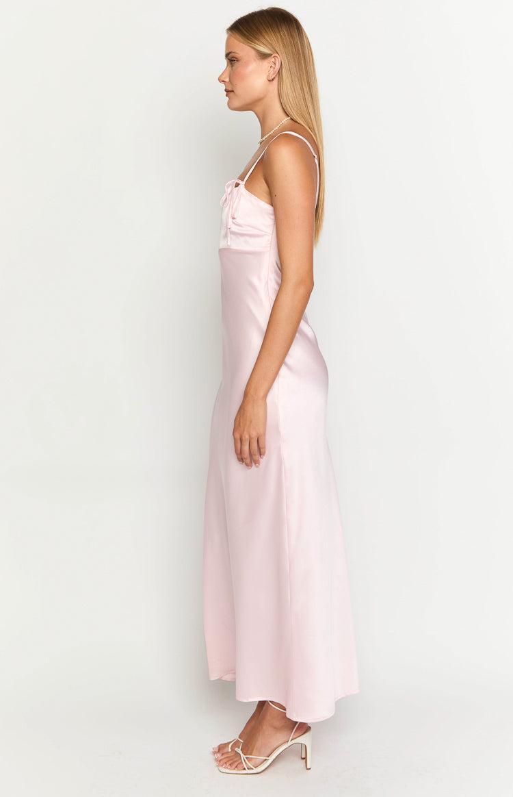 Zya Light Pink Satin Maxi Dress Product Image