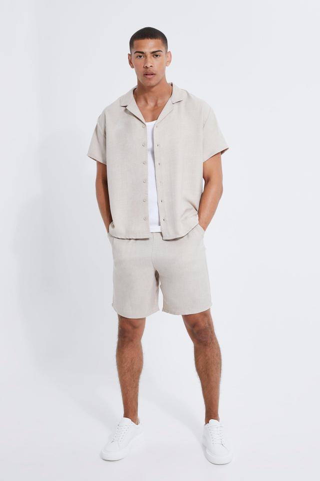 Boxy Linen Shirt And Short Set | boohooMAN USA Product Image