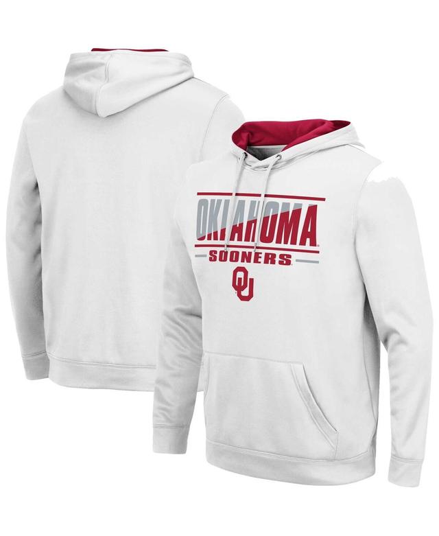 Mens Colosseum White Oklahoma Sooners Slash Stack 2.0 Pullover Hoodie Product Image