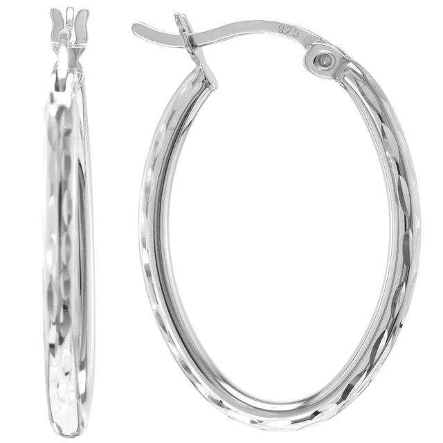 Judy Crowell Sterling Silver Oval Hoop Earrings, Womens Product Image