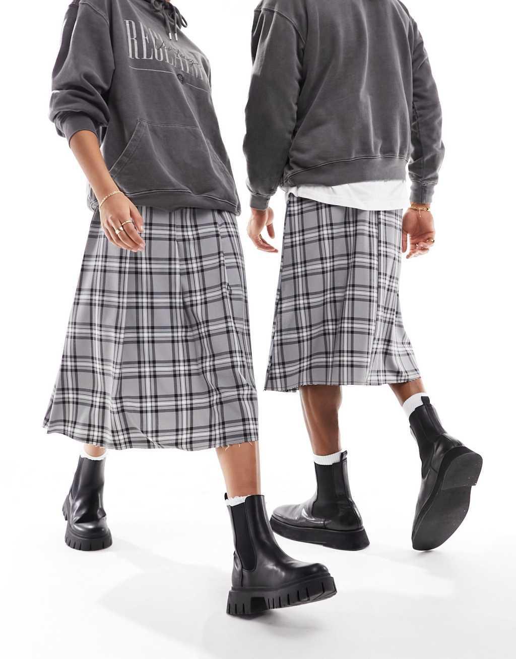 Reclaimed Vintage genderless tailored skirt in plaid Product Image