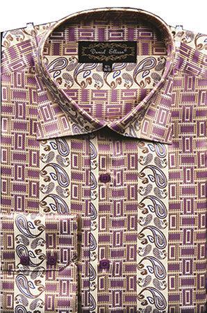 Dress Shirt Regular Fit Paisley And Check Design In Soft Butter Product Image