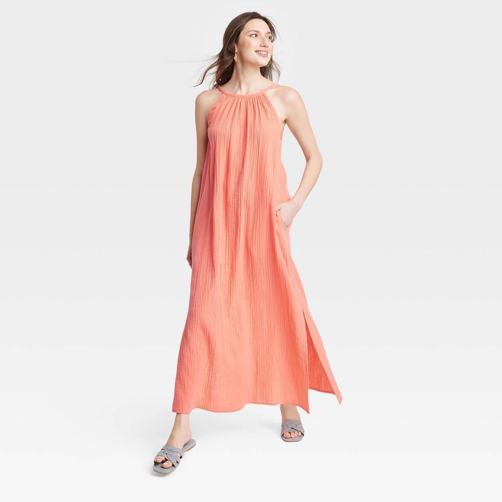 Womens Scoop Back Maxi Shift Dress - Universal Thread Coral Red M Product Image