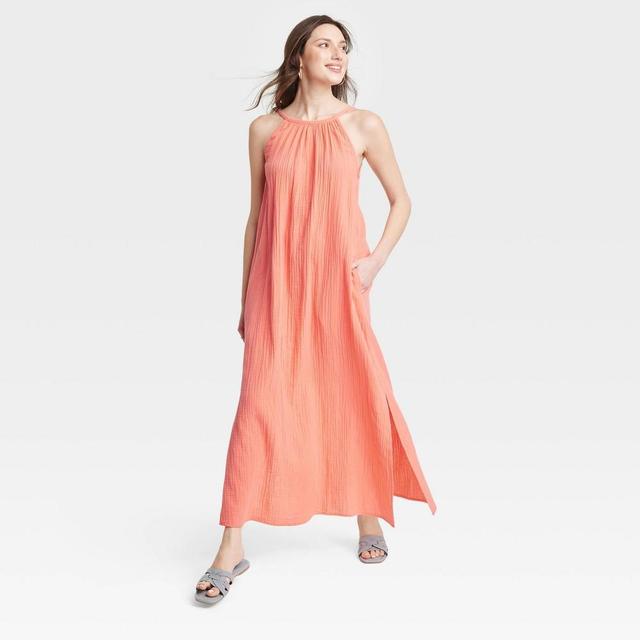 Womens Scoop Back Maxi Shift Dress - Universal Thread Coral Red M Product Image