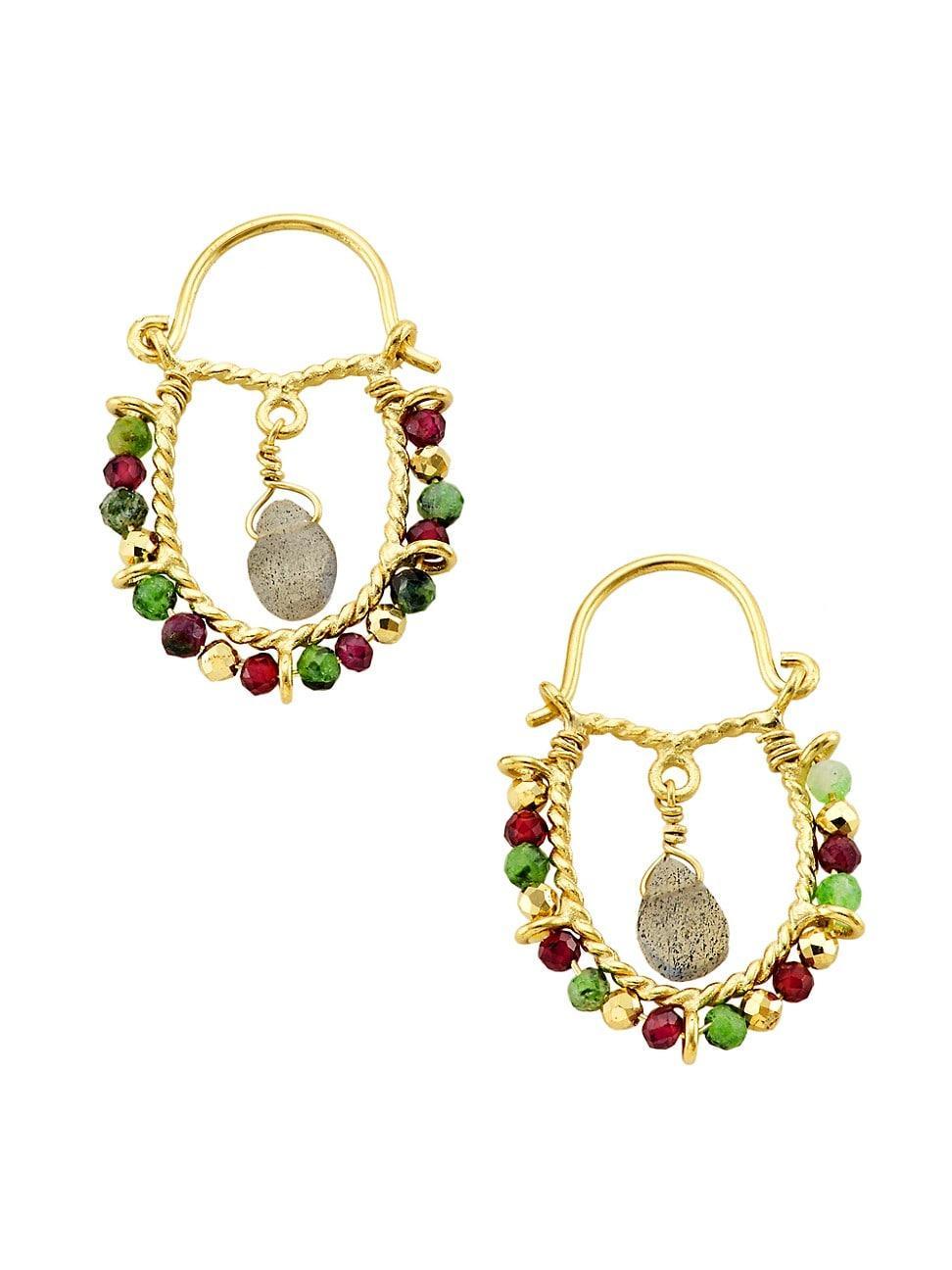 Womens Bindi 24K-Gold-Plated & Multi-Gemstone Beaded Drop Earrings Product Image