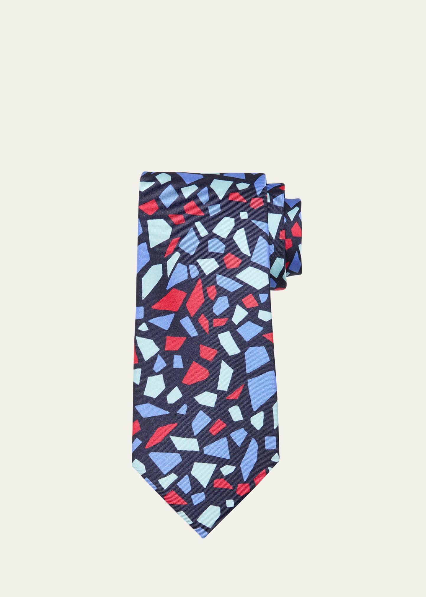 Mens Geometric-Print Silk Tie Product Image