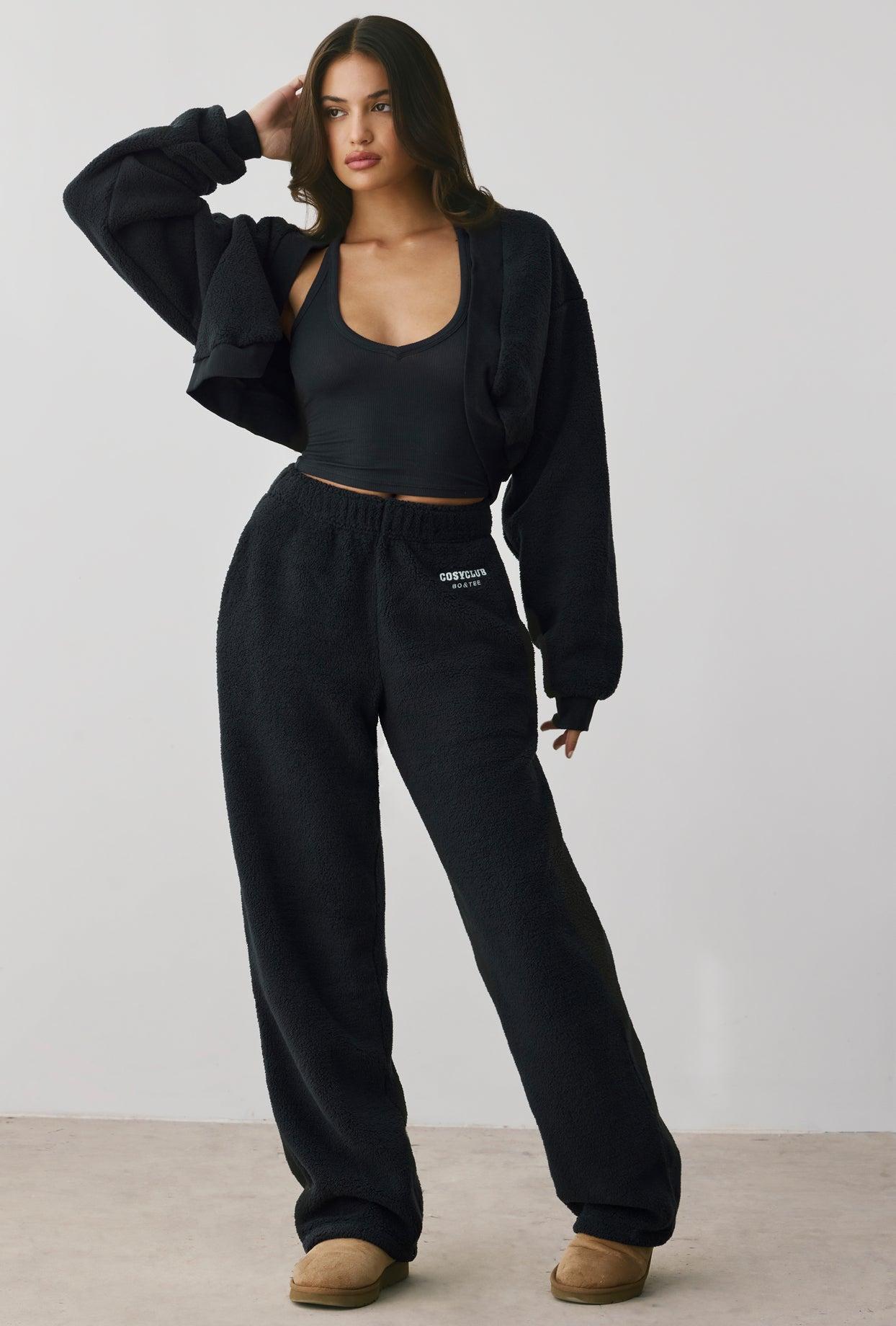 Fleece Wide Leg Joggers in Onyx product image