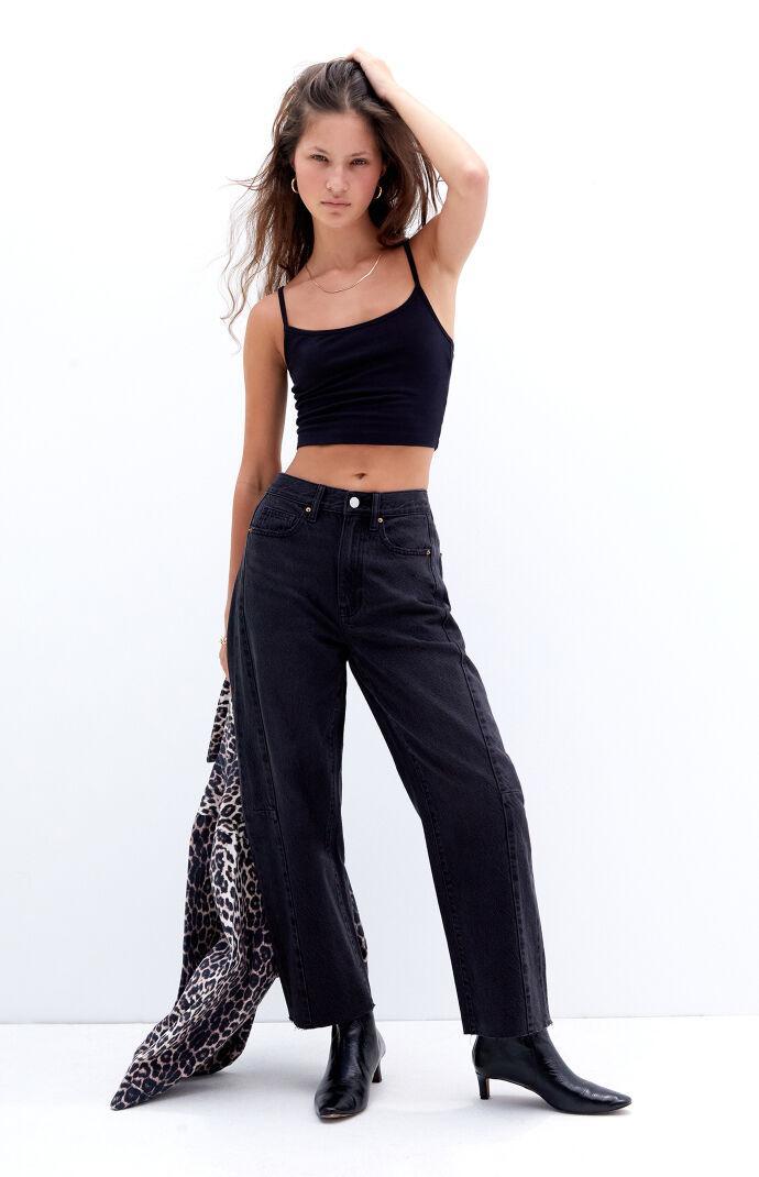 Womens Cropped Barrel Jeans - Product Image