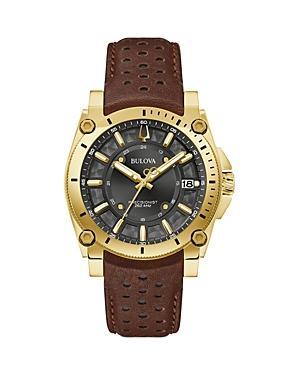 Bulova Mens Precisionist Icon Brown Leather Strap Watch 40mm Product Image