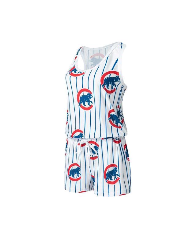 Womens Concepts Sport White Chicago Cubs Reel Pinstripe Knit Romper Product Image