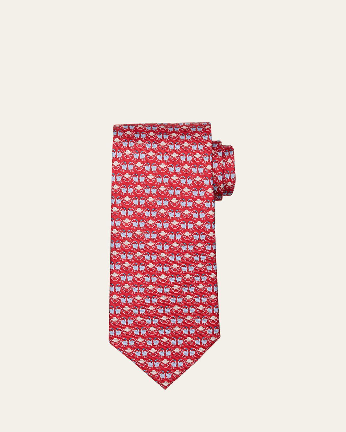 Mens Bird-Print Silk Tie Product Image